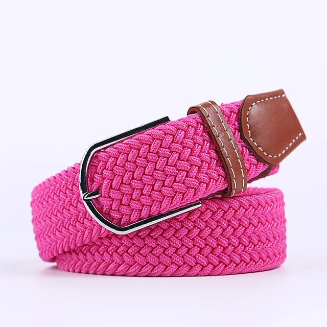 Olvoria | Men's Braided Elastic Belt with Metal Buckle