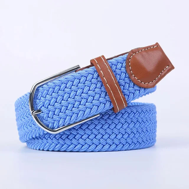 Olvoria | Men's Braided Elastic Belt with Metal Buckle