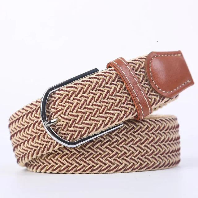 Olvoria | Men's Braided Elastic Belt with Metal Buckle