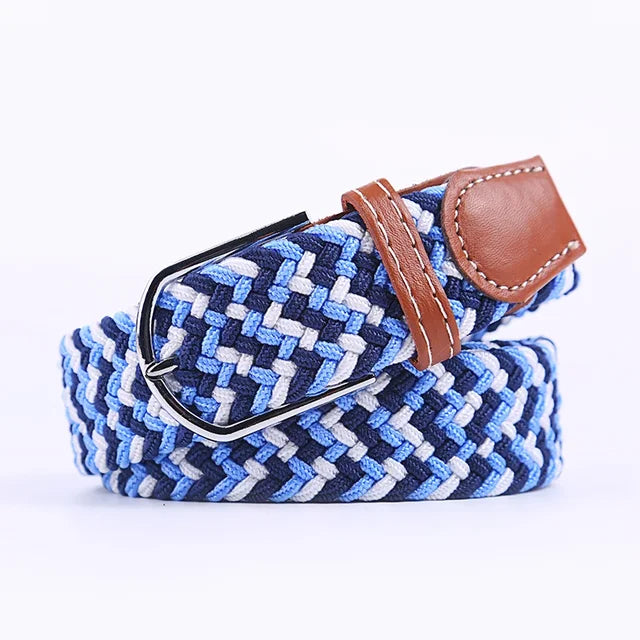 Olvoria | Men's Braided Elastic Belt with Metal Buckle