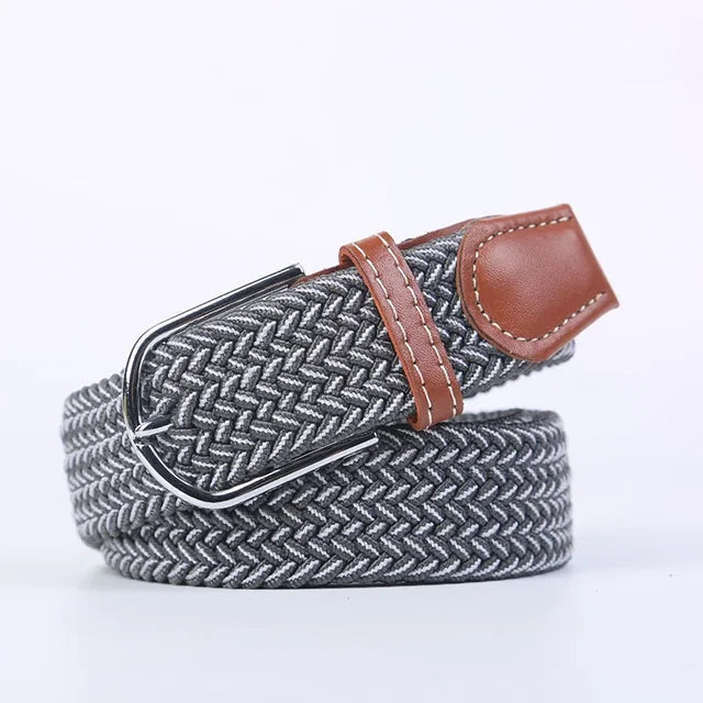 Olvoria | Men's Braided Elastic Belt with Metal Buckle