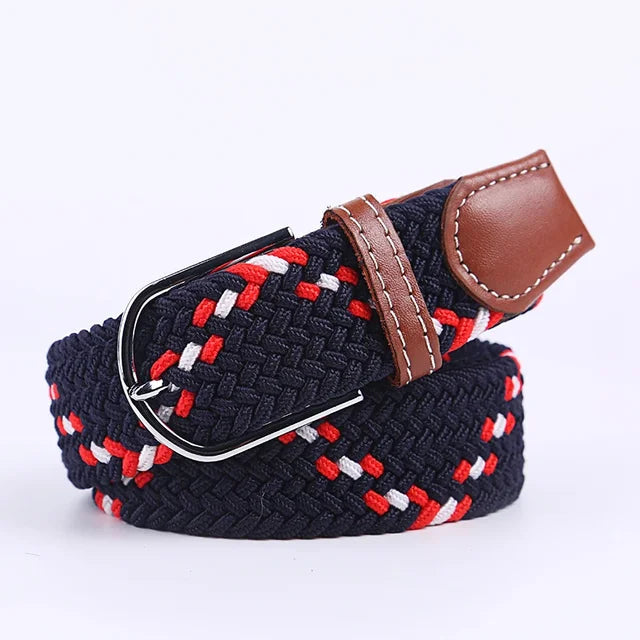 Olvoria | Men's Braided Elastic Belt with Metal Buckle
