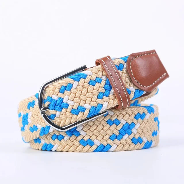Olvoria | Men's Braided Elastic Belt with Metal Buckle