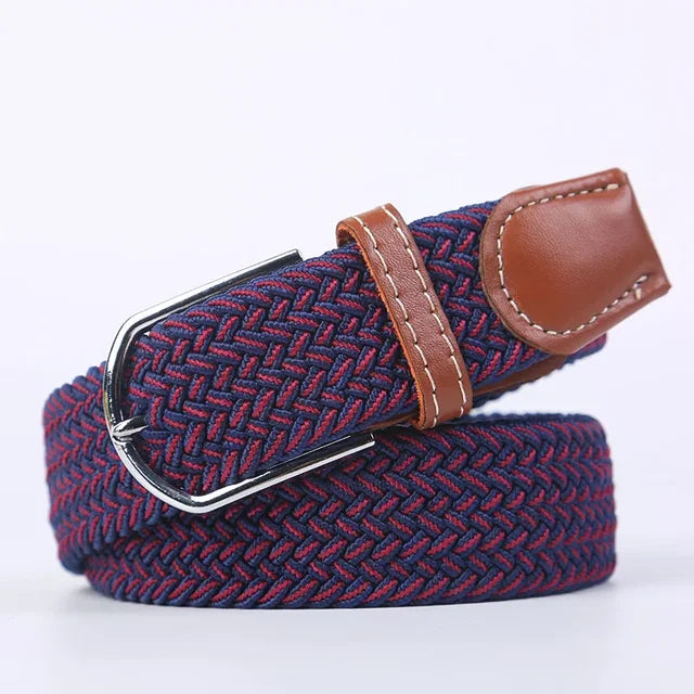 Olvoria | Men's Braided Elastic Belt with Metal Buckle