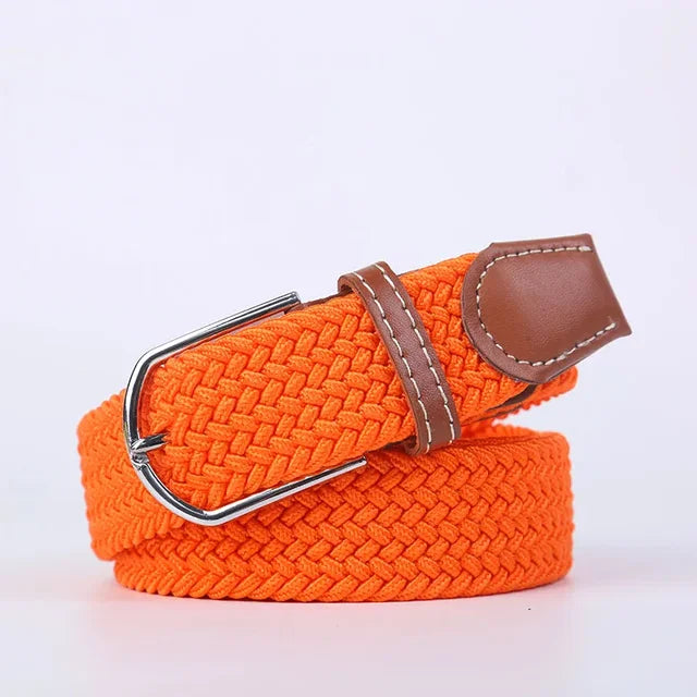 Olvoria | Men's Braided Elastic Belt with Metal Buckle