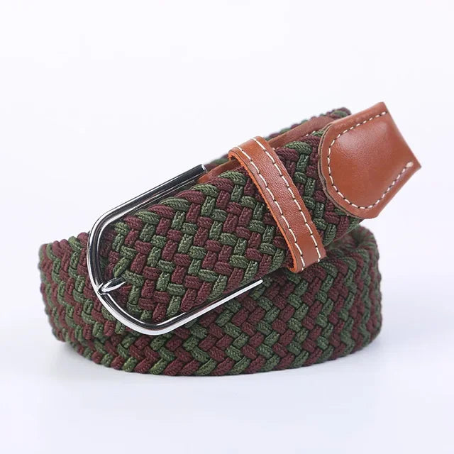 Olvoria | Men's Braided Elastic Belt with Metal Buckle