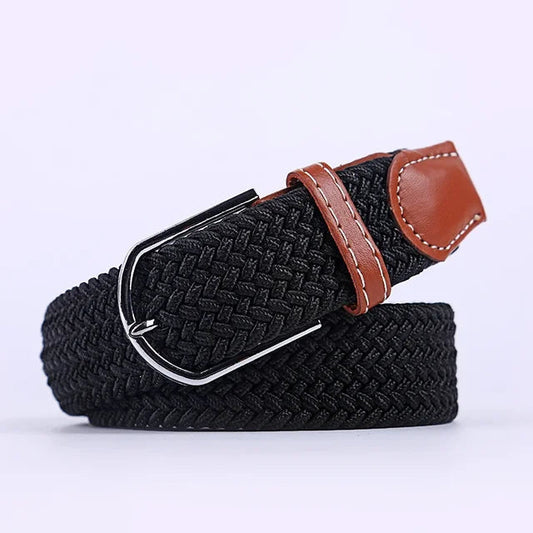 Olvoria | Men's Braided Elastic Belt with Metal Buckle