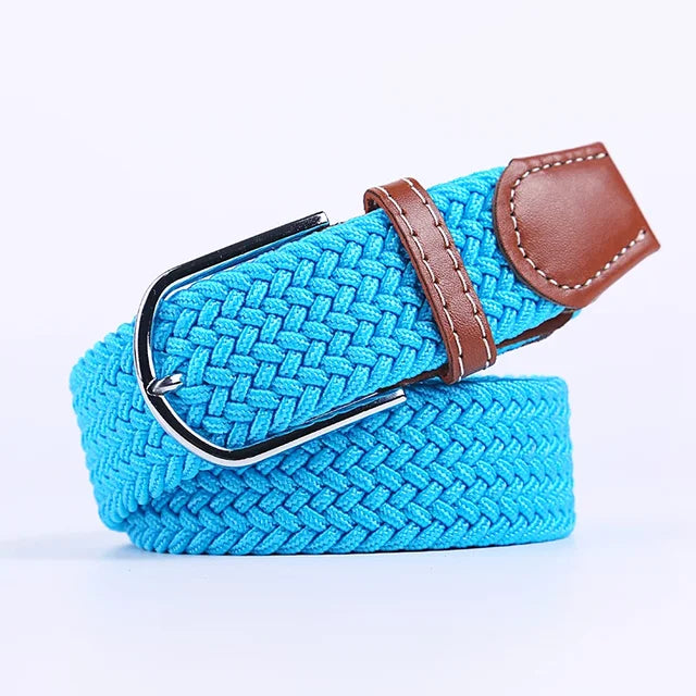 Olvoria | Men's Braided Elastic Belt with Metal Buckle