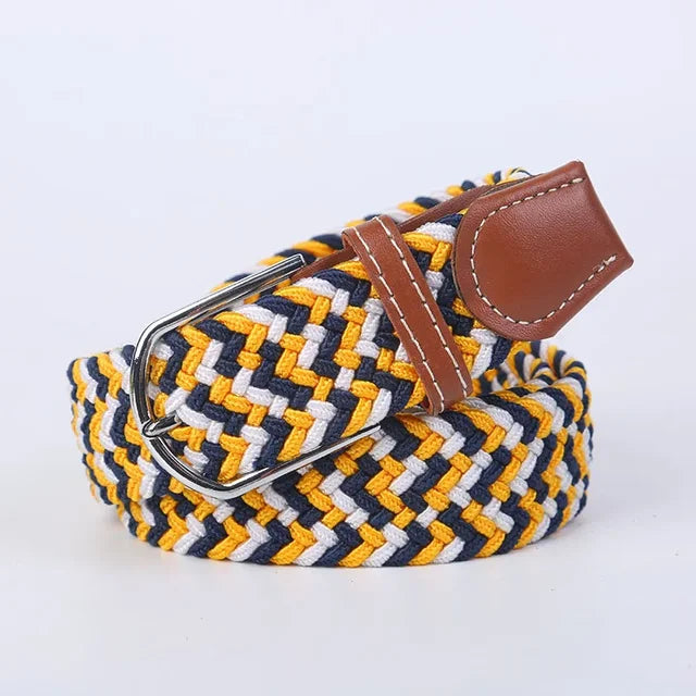 Olvoria | Men's Braided Elastic Belt with Metal Buckle