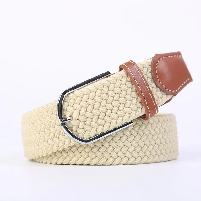 Olvoria | Men's Braided Elastic Belt with Metal Buckle