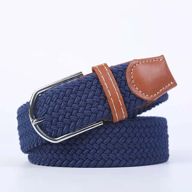Olvoria | Men's Braided Elastic Belt with Metal Buckle