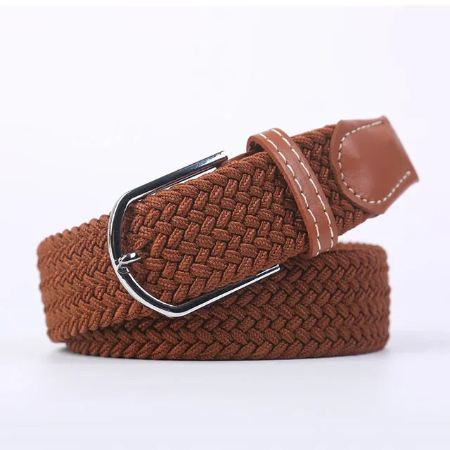 Olvoria | Men's Braided Elastic Belt with Metal Buckle