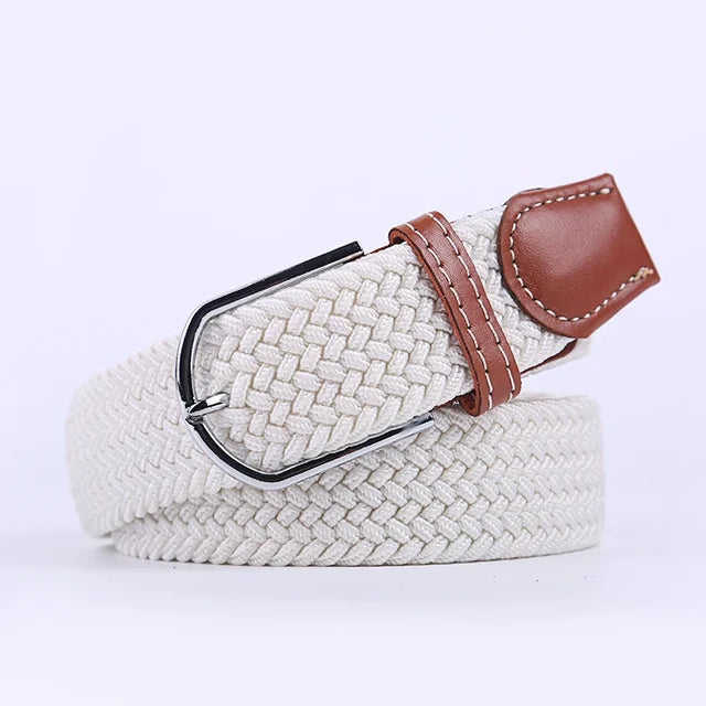 Olvoria | Men's Braided Elastic Belt with Metal Buckle