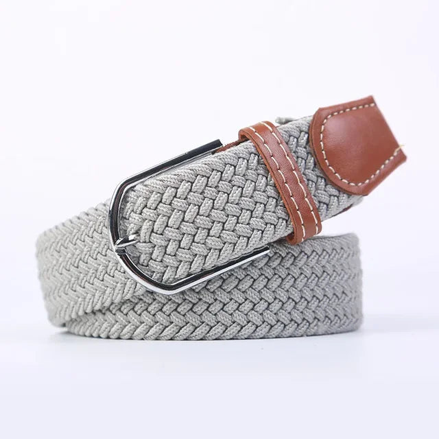 Olvoria | Men's Braided Elastic Belt with Metal Buckle