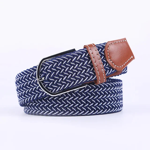 Olvoria | Men's Braided Elastic Belt with Metal Buckle
