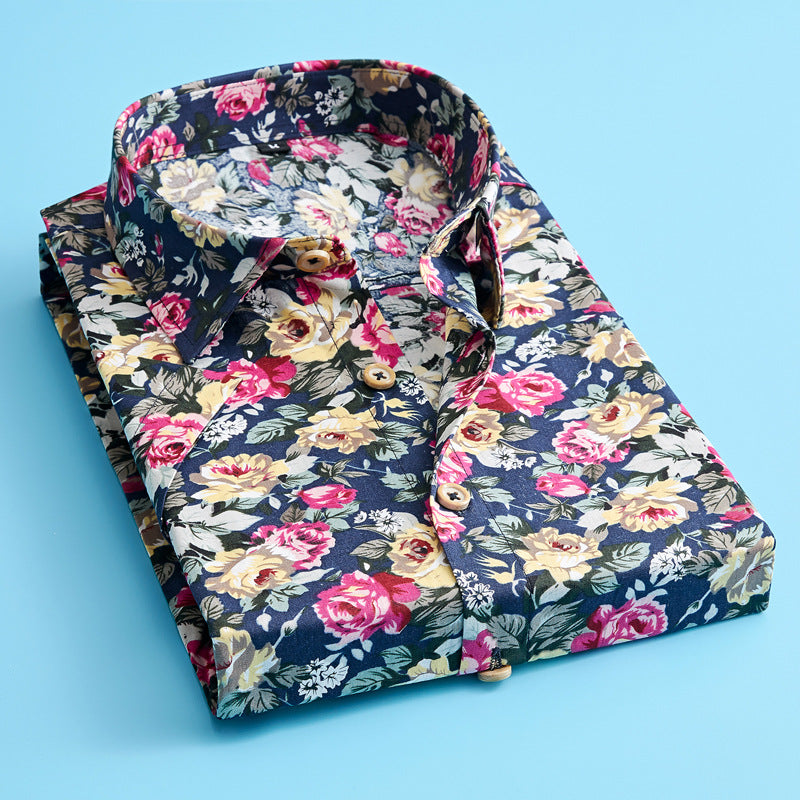 Olvoria | Men's Button-Up Floral Shirt