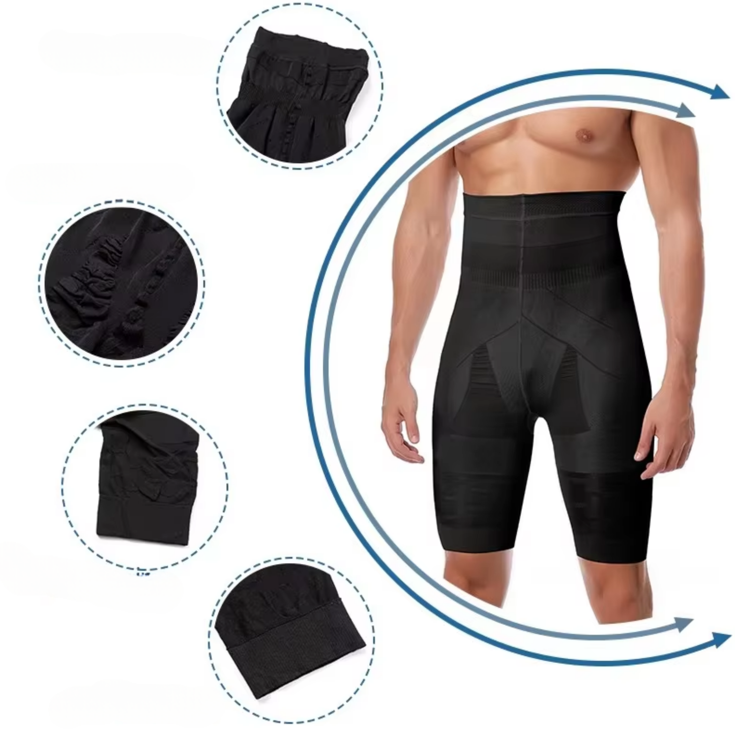 Olvoria | Men's Compression Shorts - High Waisted Tummy Control