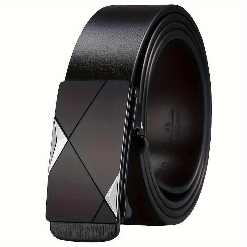 Olvoria | Men’s Genuine Leather Belt with Automatic Buckle – Classic Adjustable Cowhide Waist Belt
