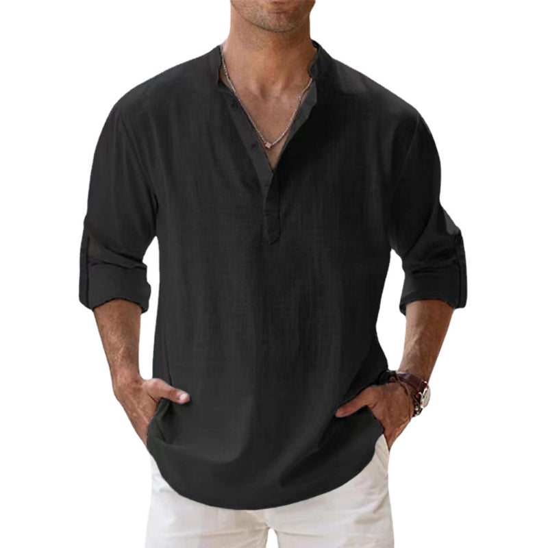 Olvoria | Men's Henley Shirt with Button Detail