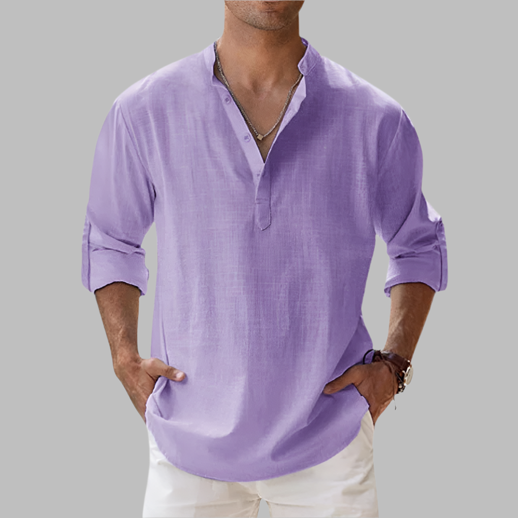 Olvoria | Men's Henley V-Neck Summer Shirt