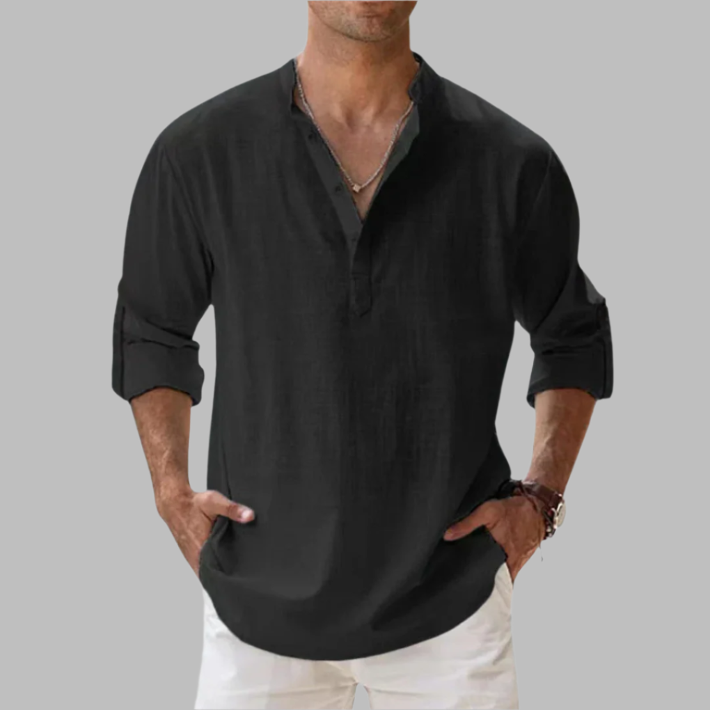 Olvoria | Men's Henley V-Neck Summer Shirt