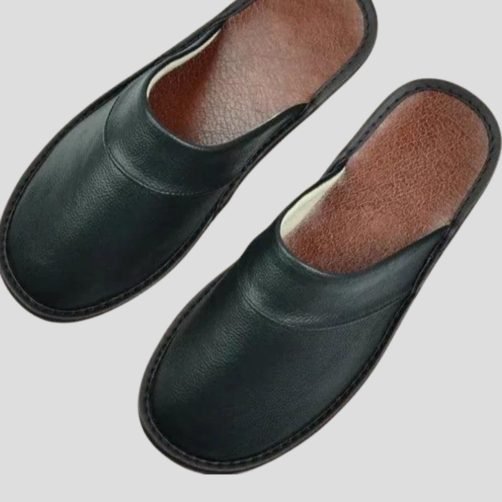 Olvoria | Men's Leather Mules - Slip-On Comfort