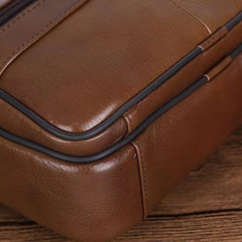 Olvoria | Men’s Leather Shoulder Bag | Genuine Cowhide Crossbody | Adjustable Strap