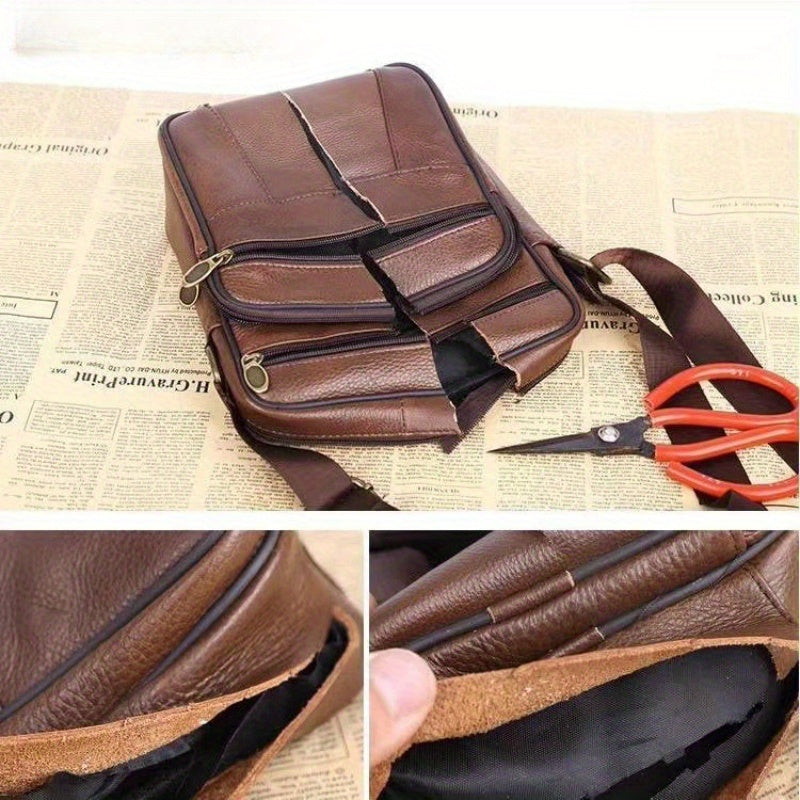 Olvoria | Men’s Leather Shoulder Bag | Genuine Cowhide Crossbody | Adjustable Strap