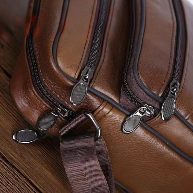 Olvoria | Men’s Leather Shoulder Bag | Genuine Cowhide Crossbody | Adjustable Strap