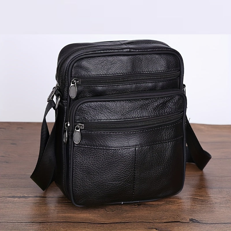 Olvoria | Men’s Leather Shoulder Bag | Genuine Cowhide Crossbody | Adjustable Strap
