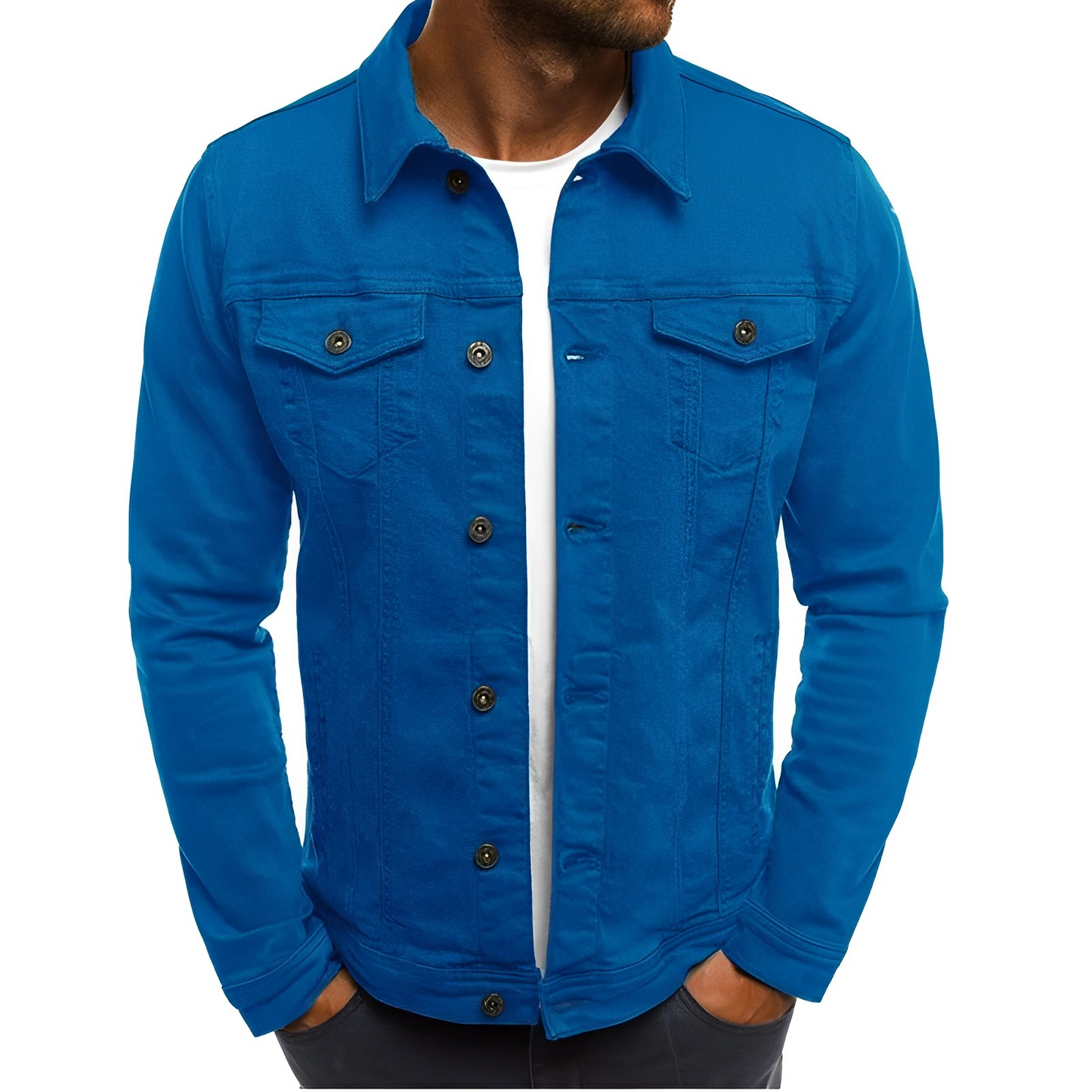 Olvoria | Men's Lightweight Denim Jacket with Chest Pockets