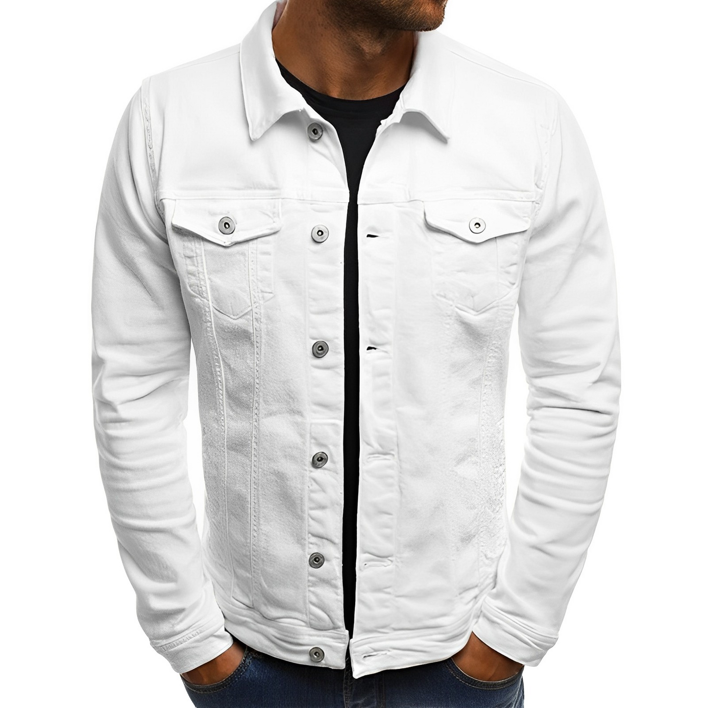 Olvoria | Men's Lightweight Denim Jacket with Chest Pockets