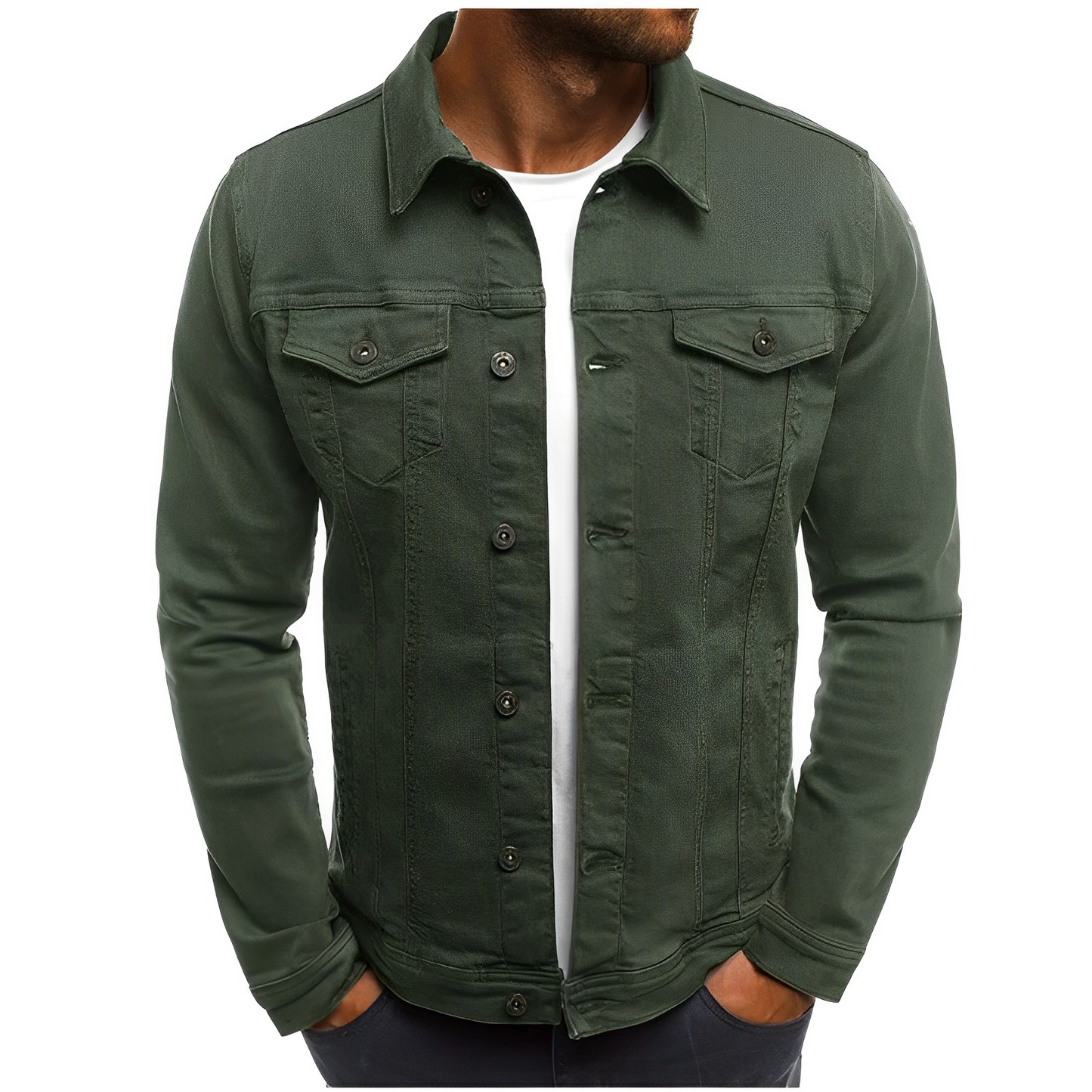Olvoria | Men's Lightweight Denim Jacket with Chest Pockets