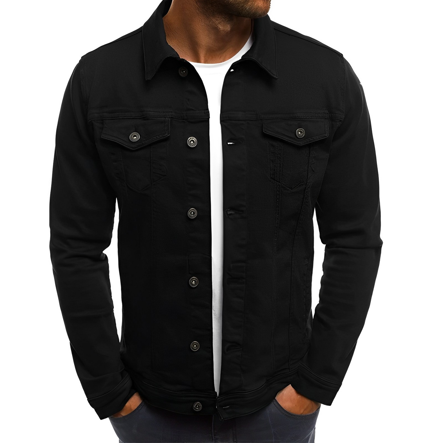Olvoria | Men's Lightweight Denim Jacket with Chest Pockets