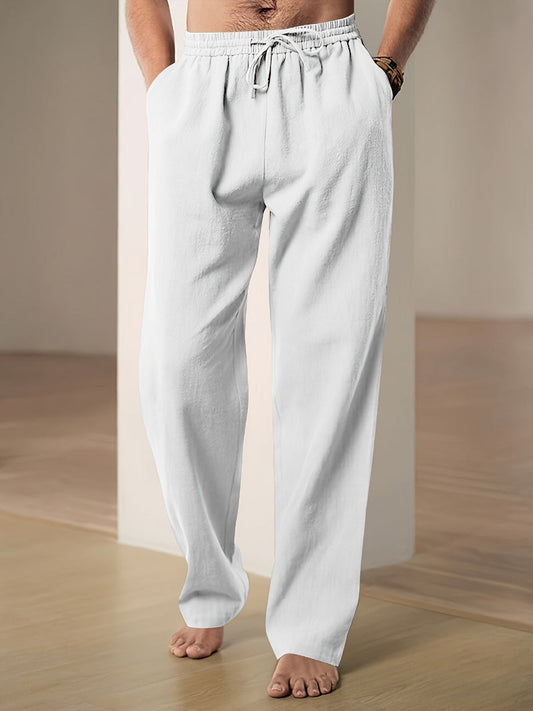 Olvoria | Men's Linen Blend Drawstring Pants