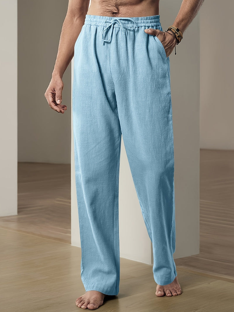 Olvoria | Men's Linen Blend Drawstring Pants