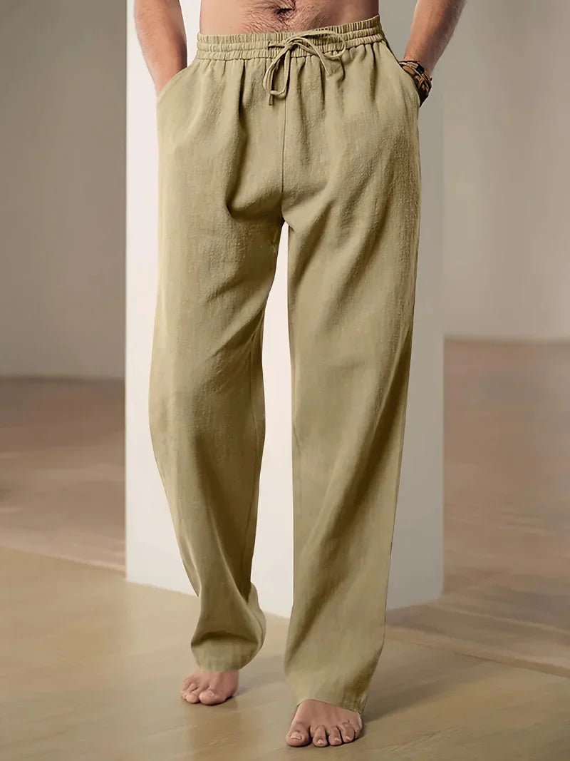 Olvoria | Men's Linen Blend Drawstring Pants