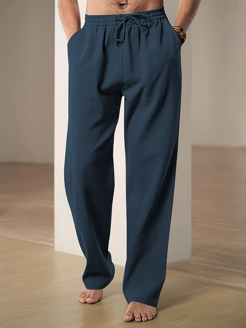 Olvoria | Men's Linen Blend Drawstring Pants