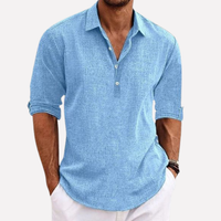 Olvoria | Camisa henley de mezcla de lino para hombre