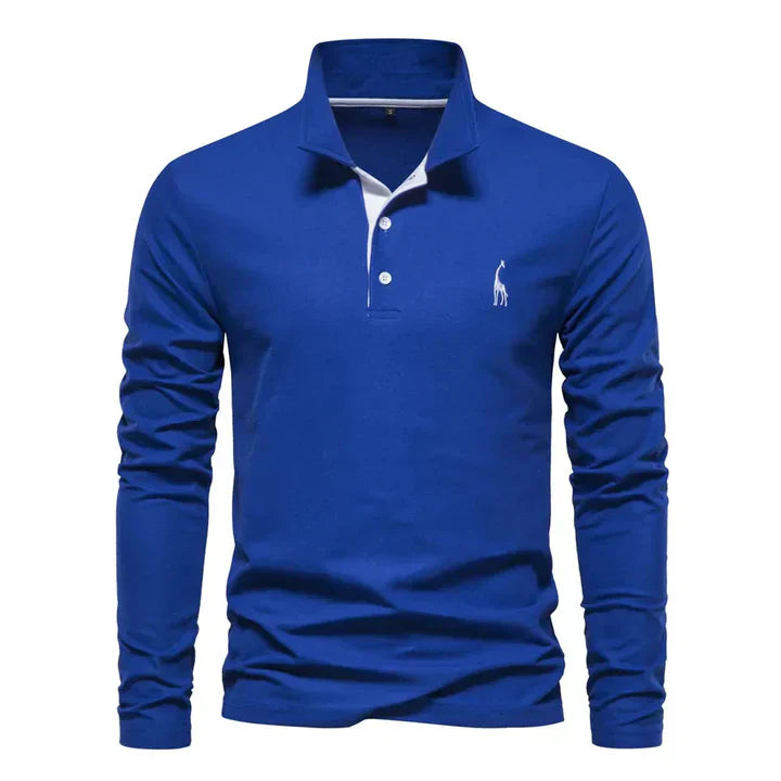 Olvoria | Men's Long Sleeve Embroidered Polo Shirt