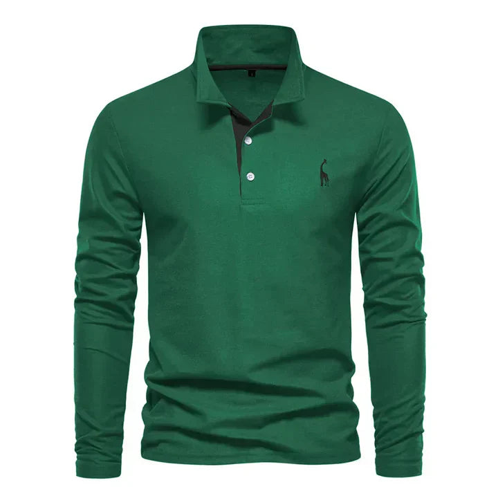 Olvoria | Men's Long Sleeve Embroidered Polo Shirt