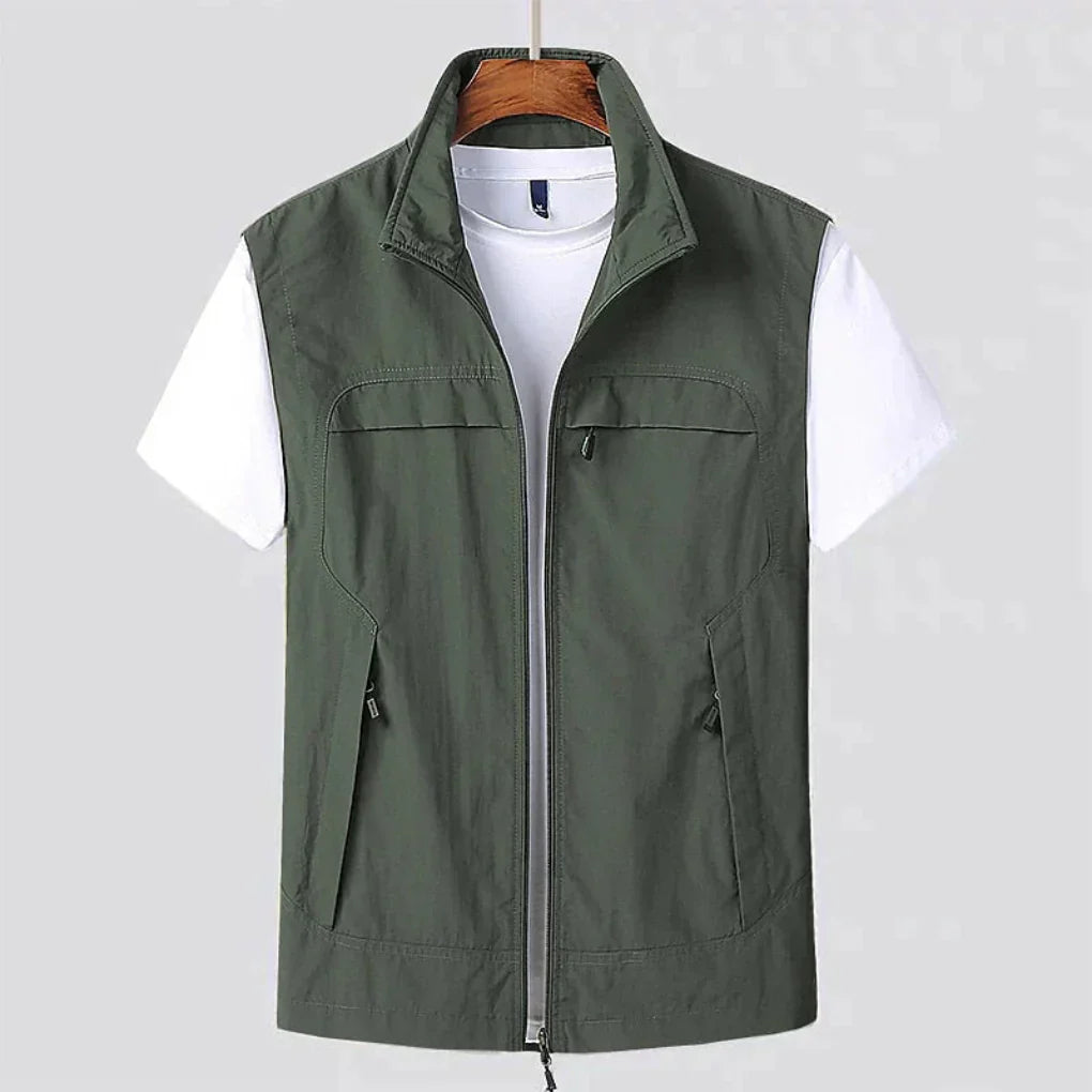 Olvoria | Men's Outdoor Zip Vest with Multiple Pockets