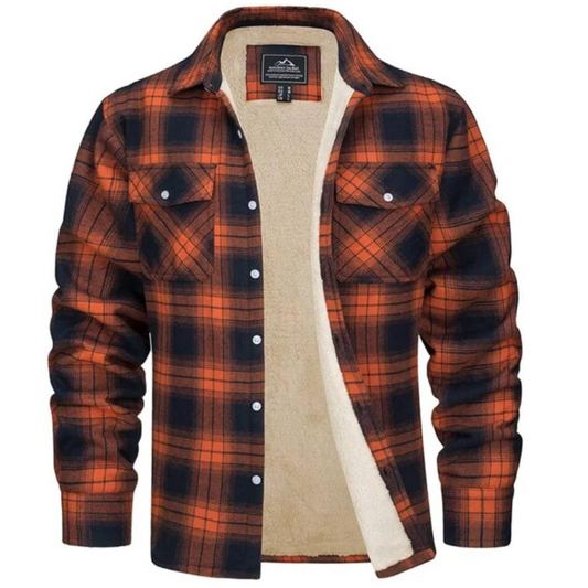 Olvoria | Men's Plaid Fleece Lined Shirt Jacket