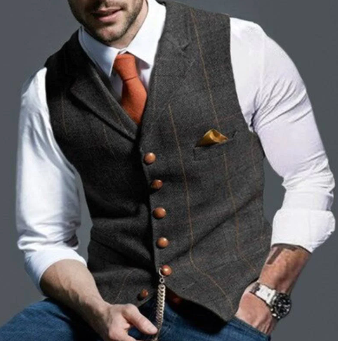 Olvoria | Men's Plaid Vest with Button Front