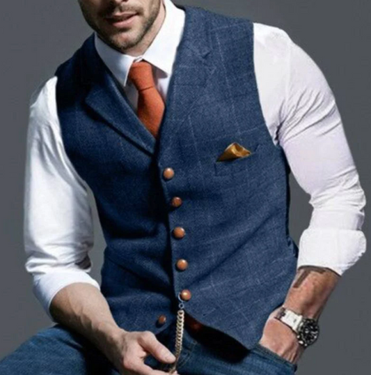 Olvoria | Men's Plaid Vest with Button Front