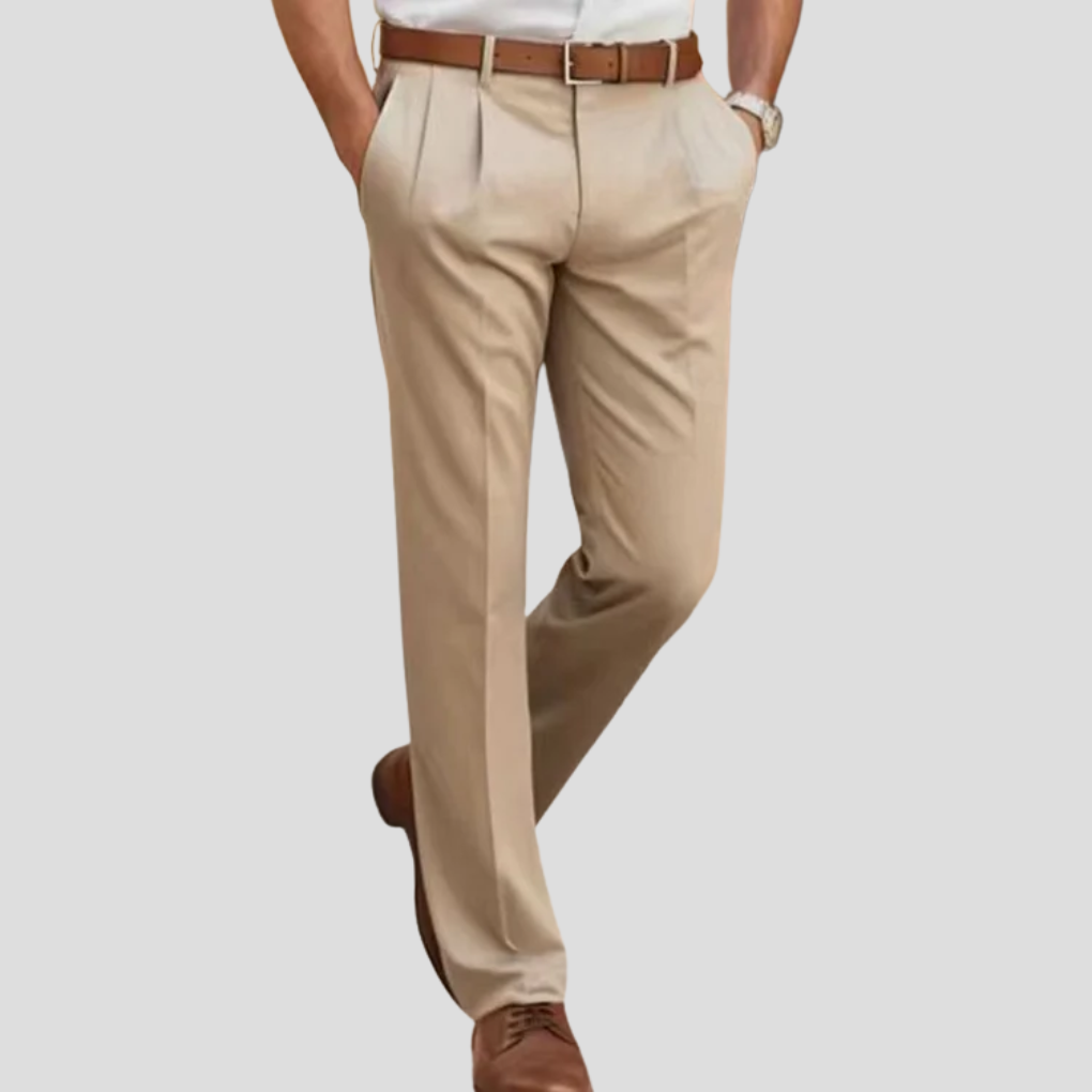 Olvoria | Men's Pleated Casual Dress Pants