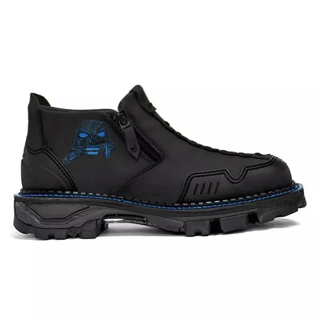 Olvoria | Men's Skull Accent Ankle Boots with Side Zipper