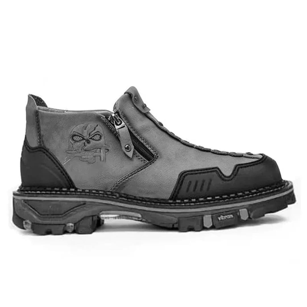Olvoria | Men's Skull Accent Ankle Boots with Side Zipper