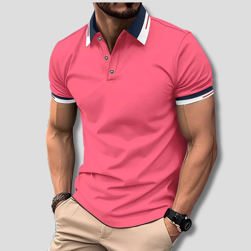 Olvoria | Men's Striped Collar Polo Shirt