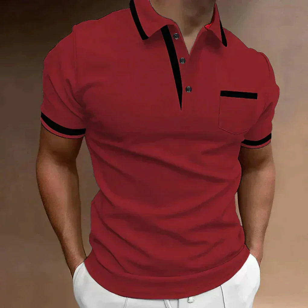 Olvoria | Men's Striped Sleeve Polo Shirt with Pocket